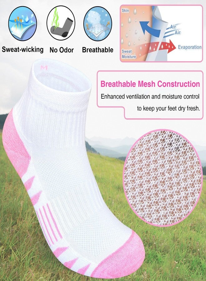 Heyoboy Womens Ankle Anti-blister Thick Cushioned Cotton Wicking Hiking Athletic Running Socks 5 Pairs - Image 4